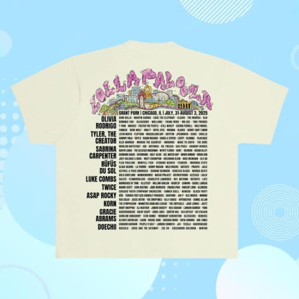 Lollapalooza Store Merch Skyline Lineup Tee