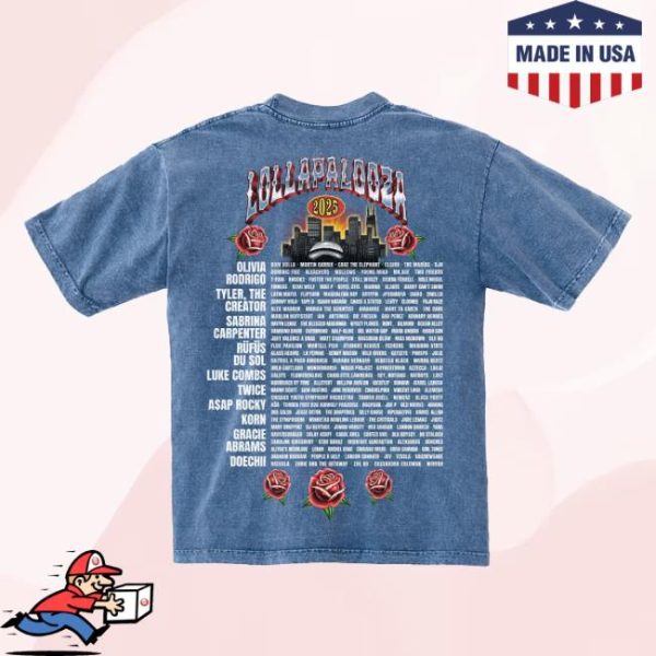 Official Lollapalooza Store Merch Shop Rose Reaper Lineup Tee