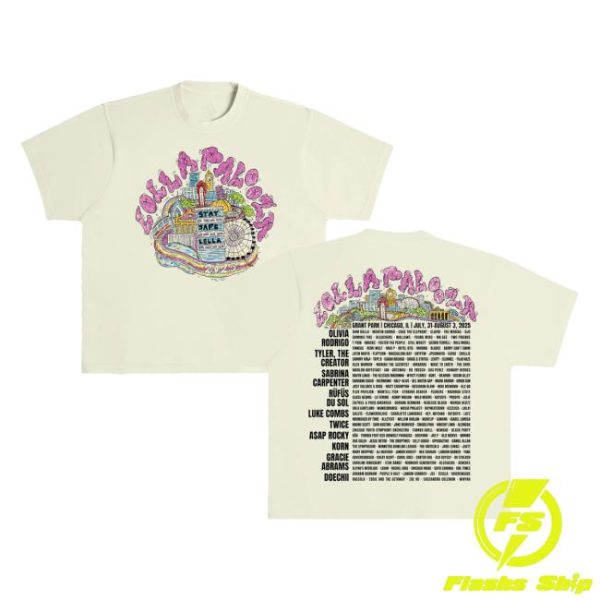 Official Lollapalooza Store Merch Shop Skyline Lineup Tee