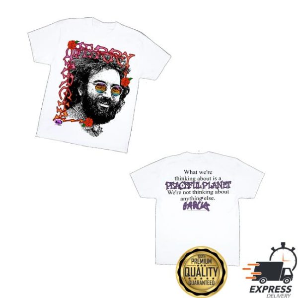 Online Ceramics Merch Jerry Garcia Peaceful Planet White Tee