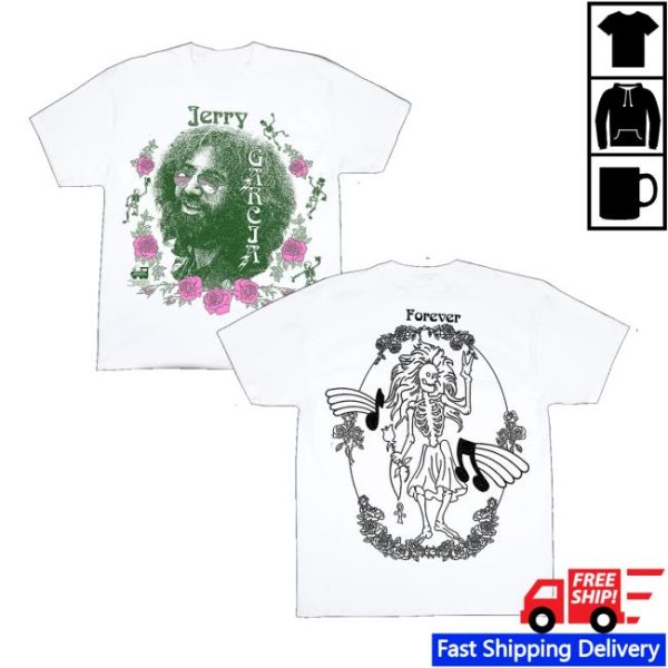 Online Ceramics Merch Jerry Garcia Rosebud White Tee