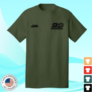 Joey Logano Merch Store Shop 22 Logano Patriotic Olive Green T-Shirt