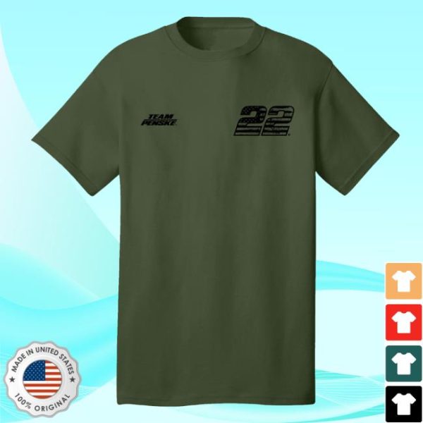 Joey Logano Merch Store Shop 22 Logano Patriotic Olive Green T-Shirt