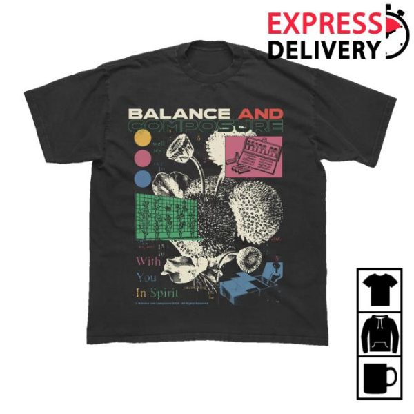 Balance And Comp Band Merch Floral Black T-Shirt