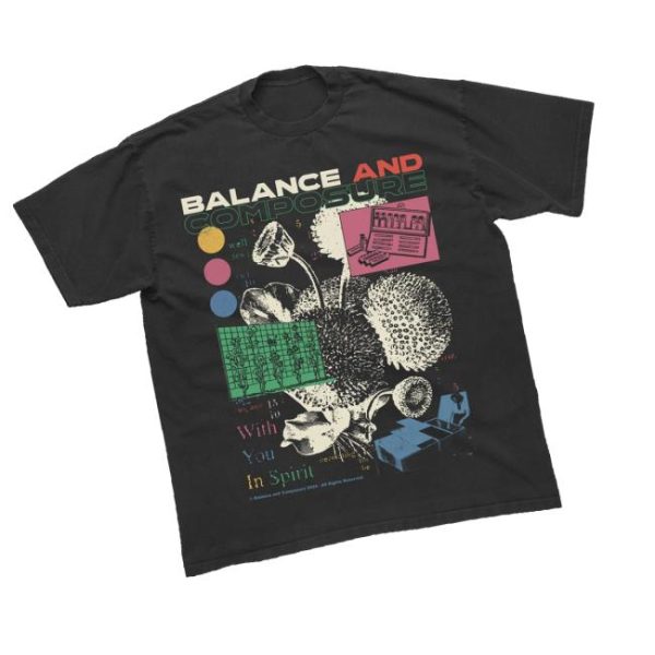 Balance And Comp Band Merch Floral Black T-Shirt