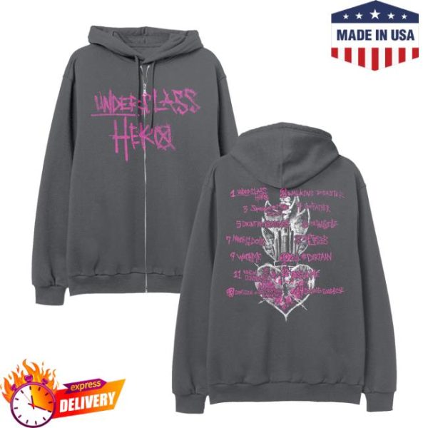 Sum41 Merch Store Shop Underclass Hero Anniversary Tracklist Zip Hoodie