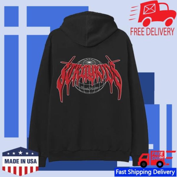 Stray Kids Store Merch Dominate Tour Black Zip-Up Hoodie