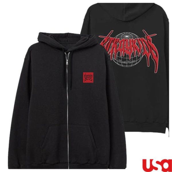 Stray Kids Store Merch Dominate Tour Black Zip-Up Hoodie