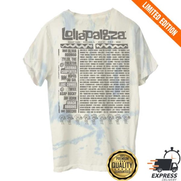 Lollapalooza Merch Store Shop Buddha Lineup Tie-Dye Tee