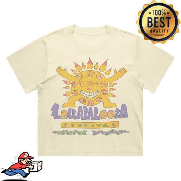 Lollapalooza Merch Store Shop Sunburst Lineup Crop Tee