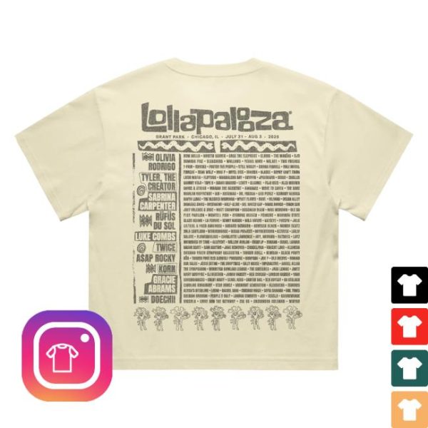 Lollapalooza Merch Store Shop Sunburst Lineup Crop Tee
