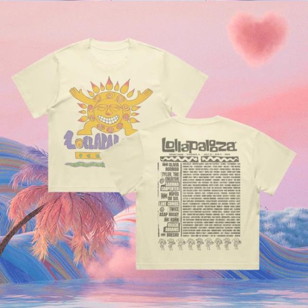 Lollapalooza Merch Store Shop Sunburst Lineup Crop Tee