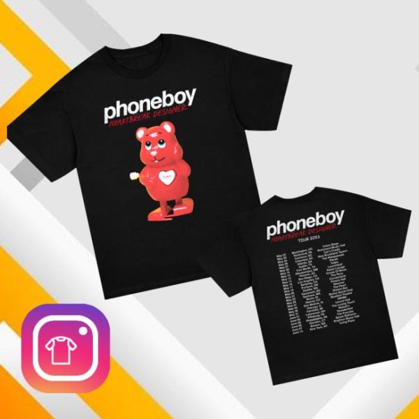 Phoneboy Merch Store Shop Heartbreak Designer 2025 Tour T-Shirt Black