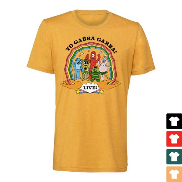 Yo Gabba Gabba Store Merch Under The Rainbow Ygg Live Adult Tee