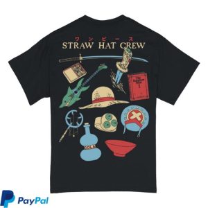 Superherostuff Store Merch One Piece Straw Hat Crew Icons Front Back Print T-Shirt