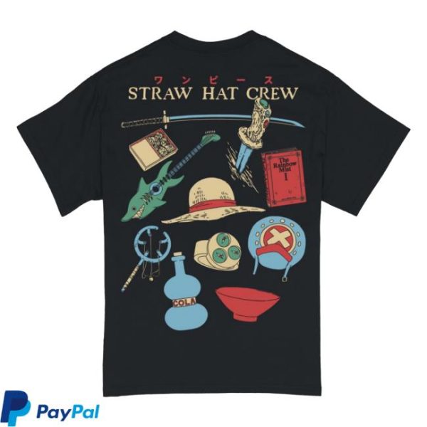 Superherostuff Store Merch One Piece Straw Hat Crew Icons Front Back Print T-Shirt