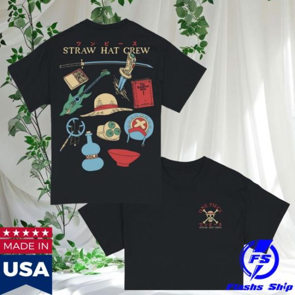 Superherostuff Store Merch One Piece Straw Hat Crew Icons Front Back Print T-Shirt