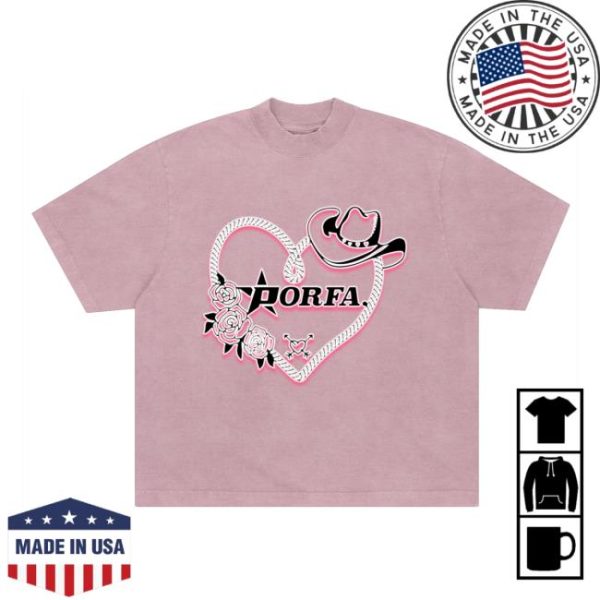 Porfa Por Favor Merch Store Shop Love Lasso Tee – Light Pink