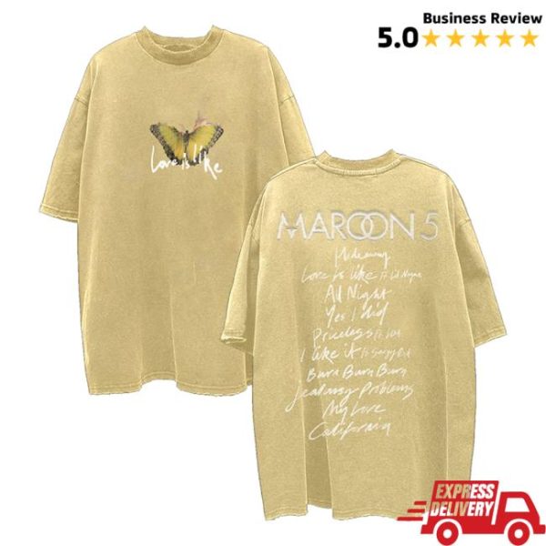 Maroon5 Shop Store Merch Love Is Like Tee Yellow