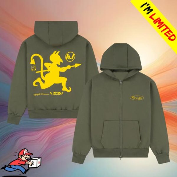 Hard Life Merch Store Shop Green Dancing Ogre Zip Hoodie