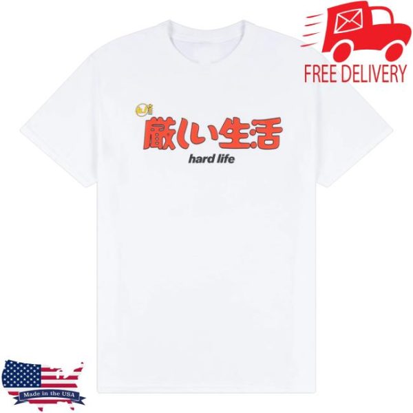 Hard Life Merch Store Shop Japanese White Logo T-Shirt