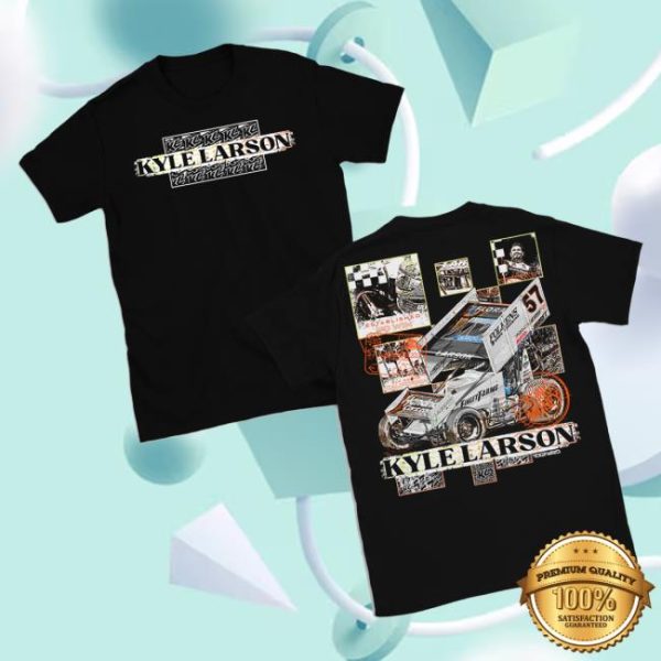 Kyle Larson Merch Store Shop Checkered Scenes Design- Adult Black T-Shirt