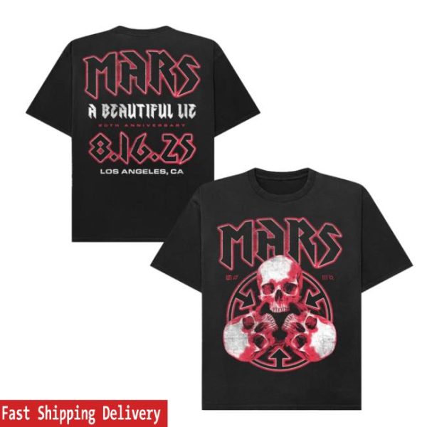 Thirty Seconds To Mars Store Merch A Beautiful Lie 20Th Anniversary 3 Skull Tee