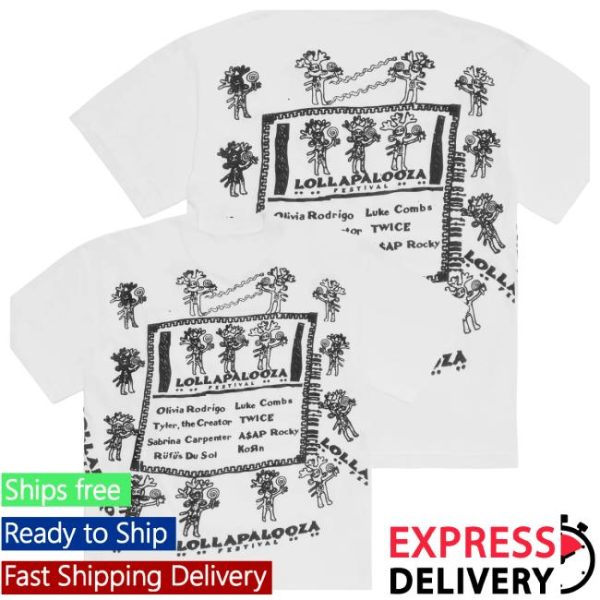 Lollapalooza Store Merch Lollapalooza X Cactus Plant Flea Market White Lineup Tee