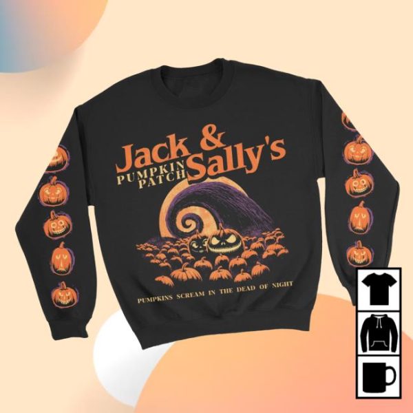 Lostbrostradingco Store Merch Jack And Sally’s Pumpkin Patch Sweatshirt