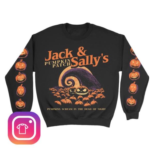 Lostbrostradingco Store Merch Jack And Sally’s Pumpkin Patch Sweatshirt