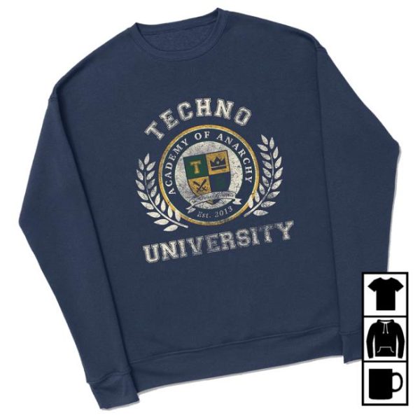 Technoblade Merch Store Shop Techno University Crewneck Sweatshirt Navy