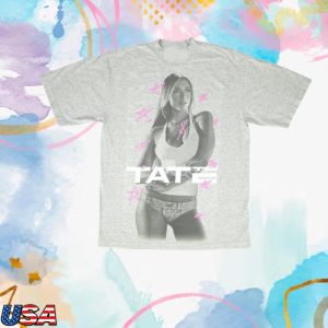 Vanbase Merch Store Shop Tate Mcrae Grey Pink Stars T-Shirt