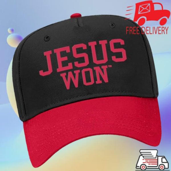 Jesus Won Apparel Store Merch Black & Red Hat