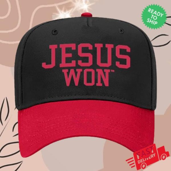 Jesus Won Apparel Store Merch Black & Red Hat