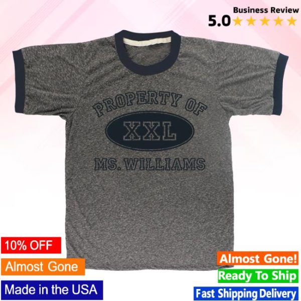 Hayley Williams Store Merch Property Of Ms. Williams Heather Grey Navy Ringer Tee