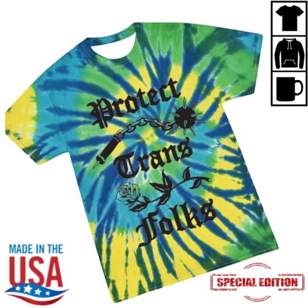 Transfigure Print Co Store Merch Protect Trans Folks Tie Dye Flail Short Sleeve Shirt