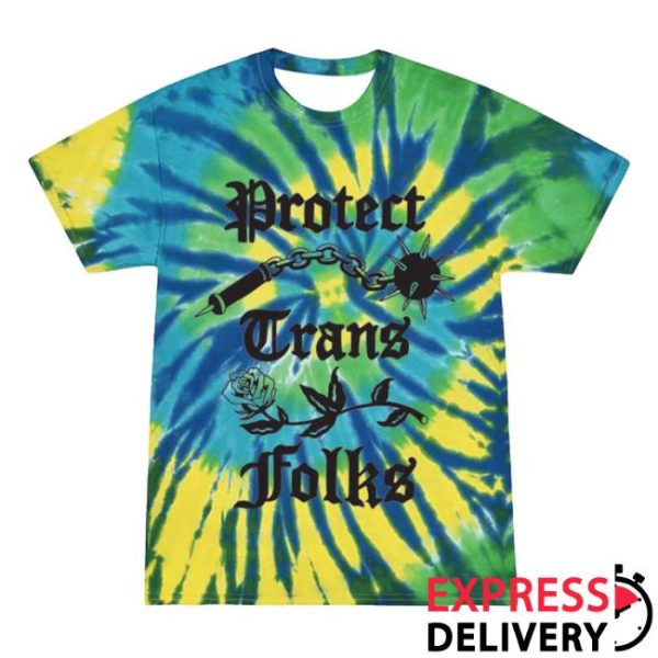 Transfigure Print Co Store Merch Protect Trans Folks Tie Dye Flail Short Sleeve Shirt