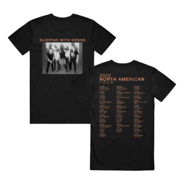 Sleeping With Sirens Merch Store Shop Photo Tour 2025 Black T-Shirt