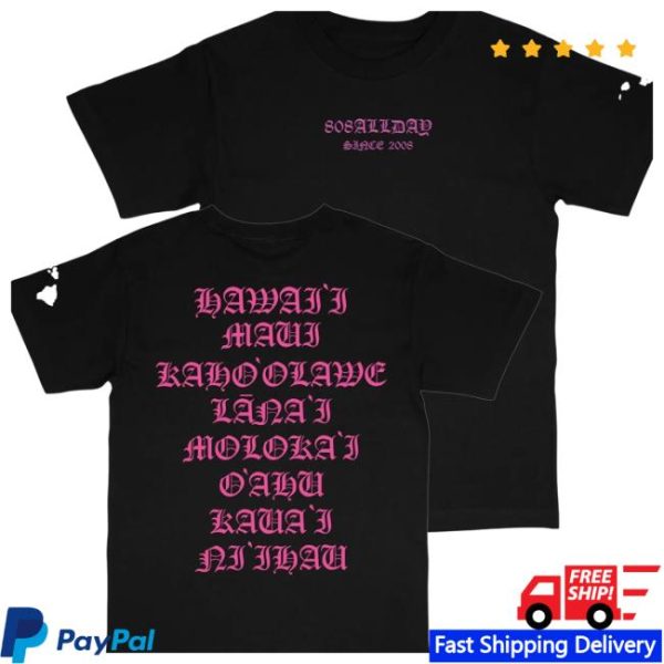 808 Allday Store Merch 808Allday Black/Pink Roll Call Puff Print T-Shirt