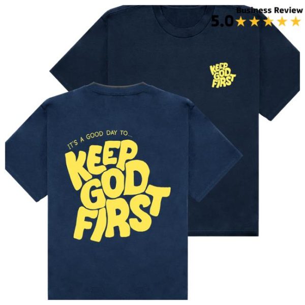 Red Letter Clothing Store Merch Keep God First Navy Tee
