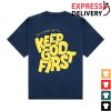 kenny red letter clothing store merch keep god first navy tee