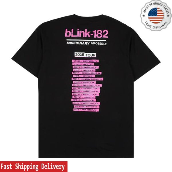 Blink182 Store Merch Missionary Impossible Tour Black T-Shirt