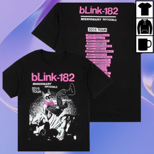 Blink182 Store Merch Missionary Impossible Tour Black T-Shirt