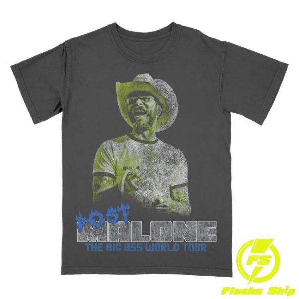 Post Malone Store Merch The Big Ass World Tour Charcoal T-Shirt