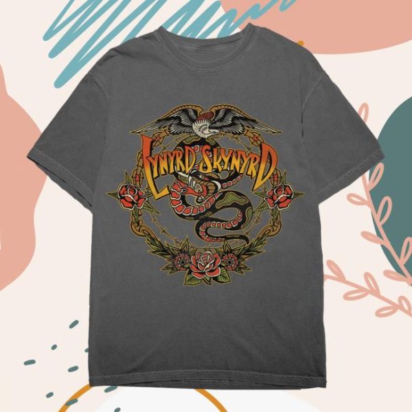 Lynyrd Skynyrd Store Merch Snake Chain Charcoal T-Shirt