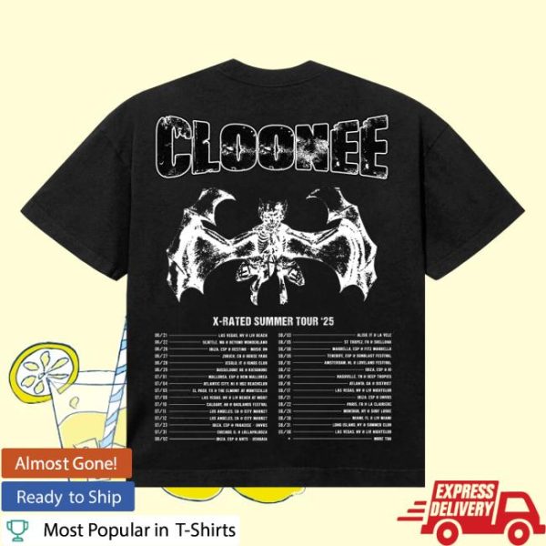 Hellbent Records Merch Store Shop Cloonee X-Rated Summer 25 Tour Tee
