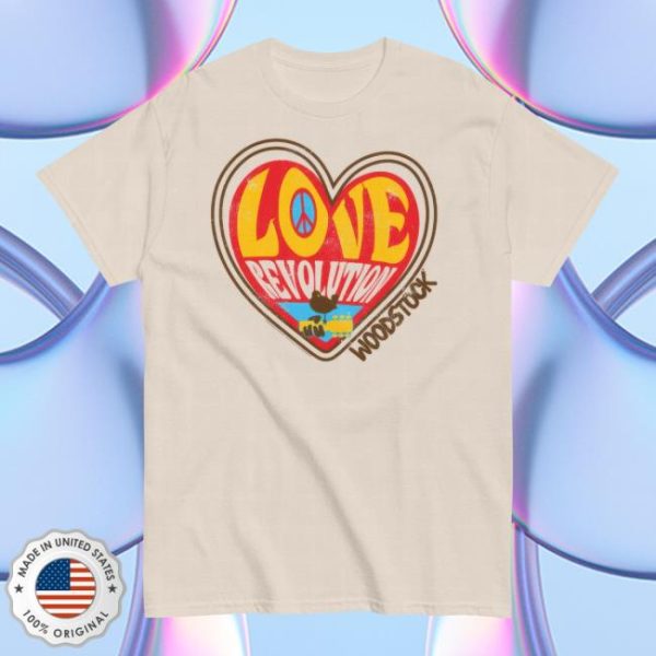 Woodstock Store Merch Love Revolution Heart T-Shirt