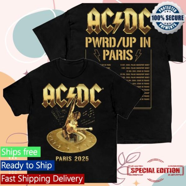 Acdc Store Merch Paris Pwr Up Event Tour T-Shirt