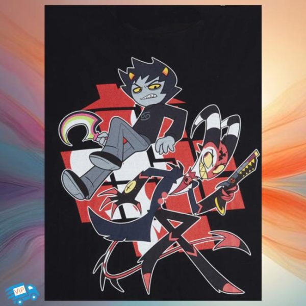 Stylish Occult Store Merch Helluva Boss X Homestuck Karkat & Blitz T-Shirt