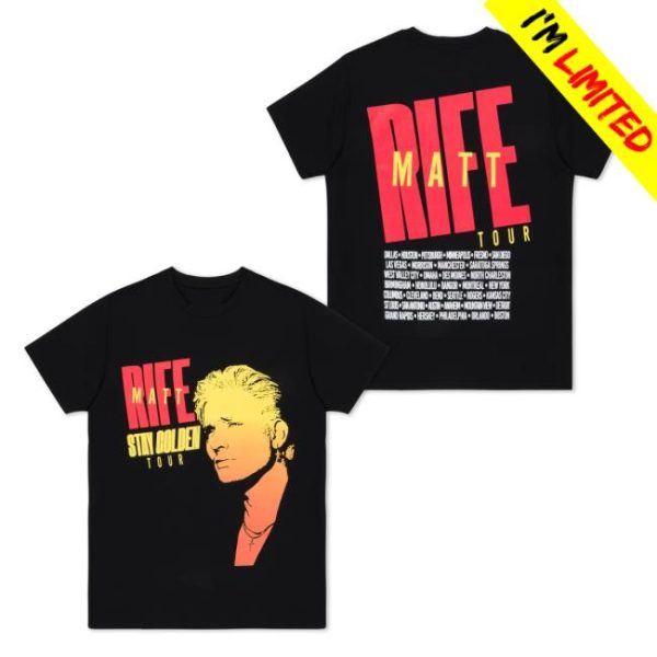 Matt Rife Official Store Merch Stay Golden Tour Black T-Shirt
